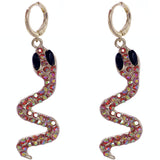 Red Iridescent Slither Snake Leverback Earrings