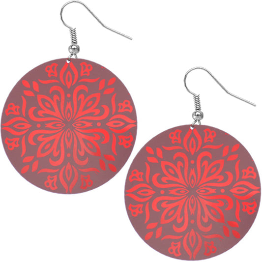 Red Thin Stencil Design Earrings