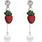 Red Strawberry Faux Pearl Drop Bar Earrings
