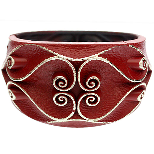 Red Swirl Textured Hinged Bracelet