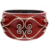Red Swirl Textured Hinged Bracelet