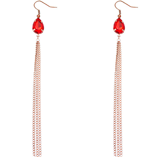 Red long chain earrings