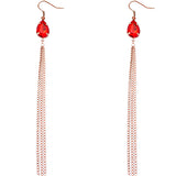 Red long chain earrings