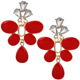 Red Teardrop Rhinestone Elegant Post Earrings