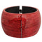 Red Glossy Textured Hinged Bracelet