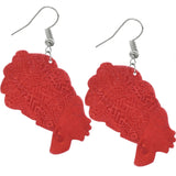 Red Large Turban Head Wrap Wooden Earrings