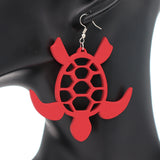 Red Sea Turtle Wooden Earrings