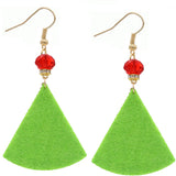 Red Green Watermelon Pave Rhinestone Felt Earrings