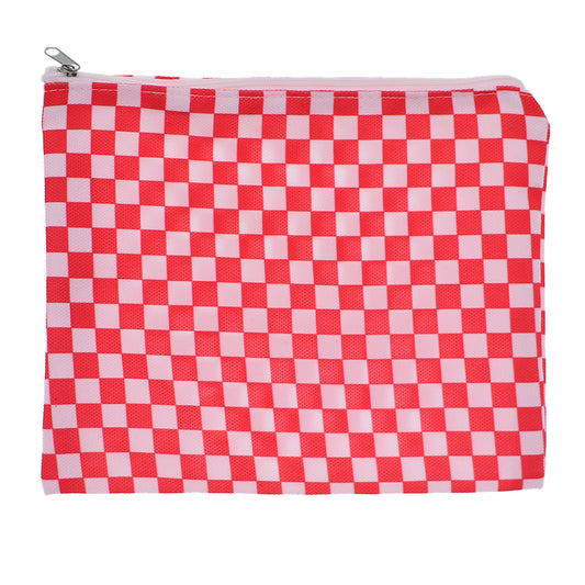 Red White Checkered Zipper Pouch Bag