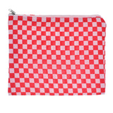 Red White Checkered Zipper Pouch Bag