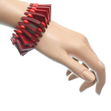 Red Wooden Geometric Triangle Stretch Bracelet