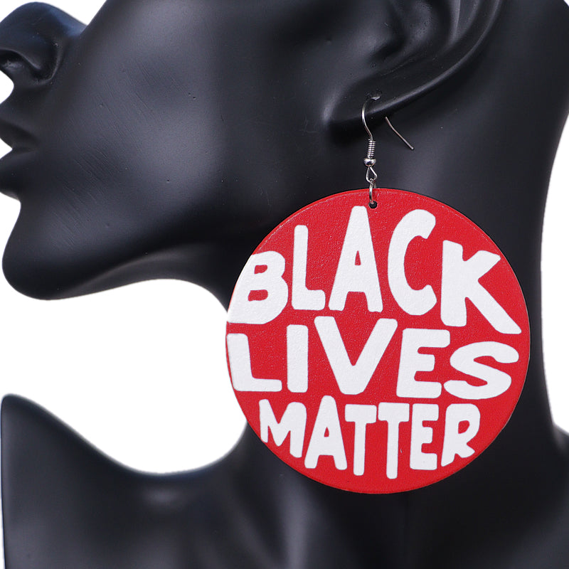 Red Wooden Black Lives Matter Earrings
