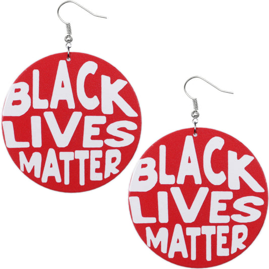 Red Wooden Black Lives Matter Earrings