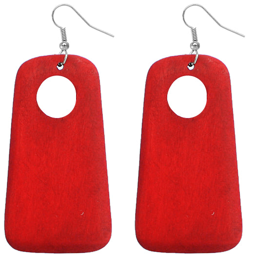 Red Cutout Wooden Earrings