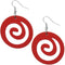 Red Wooden Open Swirl Earrings
