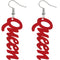 Red Queen Cursive Word Wooden Earrings