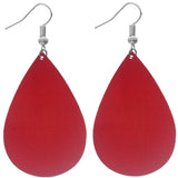 Red Tree Of Life Wooden Teardrop Earrings