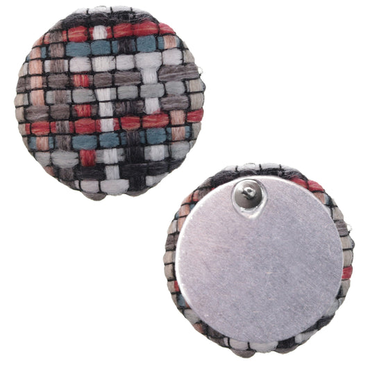 Red Woven Knit Stud Earrings