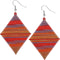 Red Multicolor Wooden Thread Wrapped Earrings