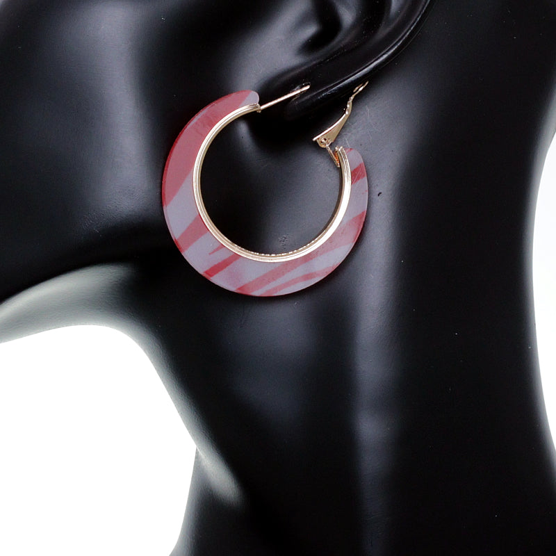 Red Zebra Print Mini Hoop Earrings