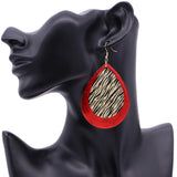Red Tiger Print Teardrop Earrings