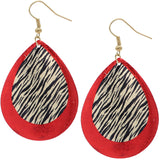 Red Tiger Print Teardrop Earrings