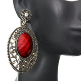 Red Beaded Cutout Post earrings