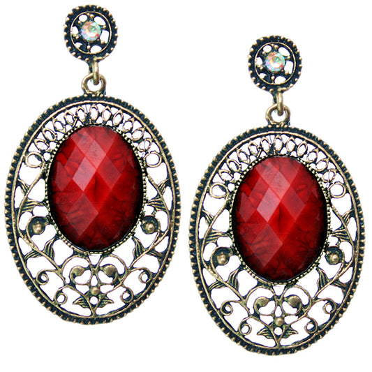 Red Beaded Cutout Post earrings