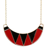 Red Crescent Triangle Chain Bib Necklace