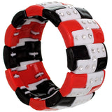 Red White Flat Gemstone Stretch Bracelet