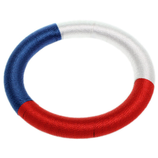 Blue Red Fabric Wrap Bangle Bracelet