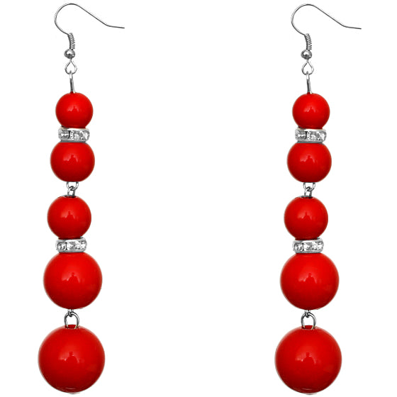 Red Gradual Beaded Dangle Earrings