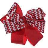Red Chevron Zigzag Ribbon Hair Bow