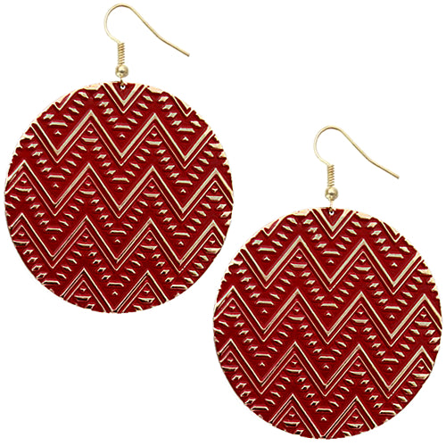 Red chevron earrings 