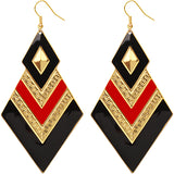 Red invert triangle chevron earrings