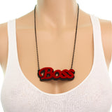 Red Comic Laser Cutout Boss Chain Necklace