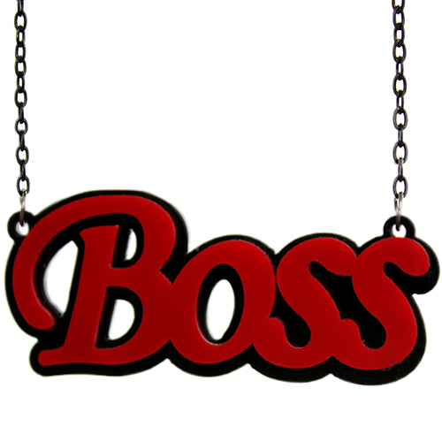 Red Comic Laser Cutout Boss Chain Necklace