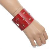 Red Cutout Cross Metal Cuff Bracelet