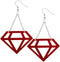 Red Cutout Diamond Shape Chain Earrings
