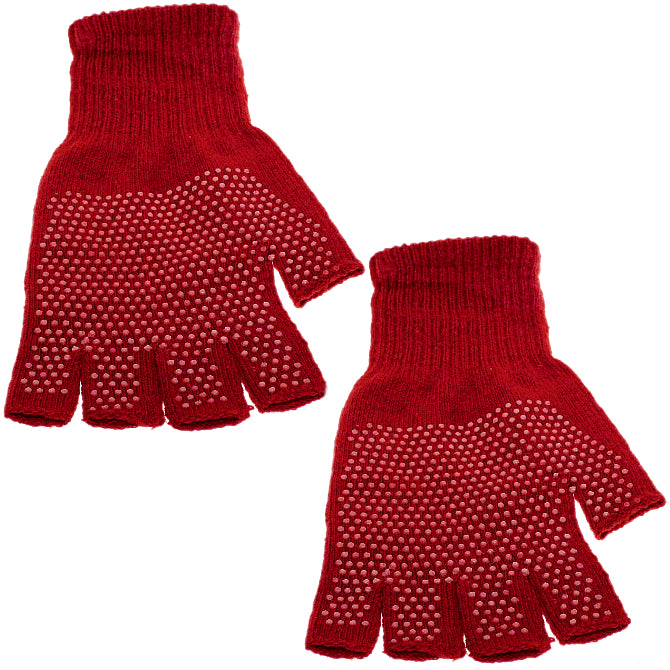 Red Dotted Fingerless Mitten Gloves