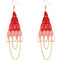 Red Faceted Drop Chain Chandelier Earrings