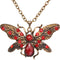 Red Rhinestone Butterfly Charm Chain Necklace