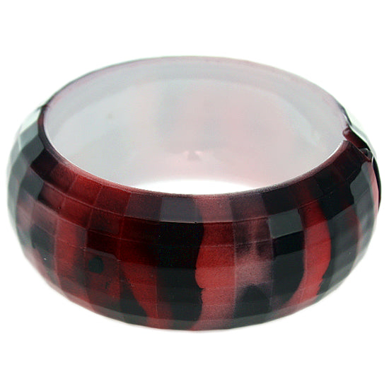 Red Glossy Zebra Stripe Hinge Bangle Bracelet