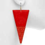 Red Glitter Inverted Triangle Earrings