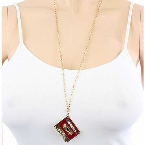 Red Cassette Tape Charm Necklace
