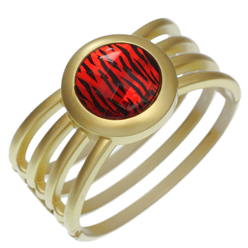 Red Zebra Gemstone Hinged Bracelet