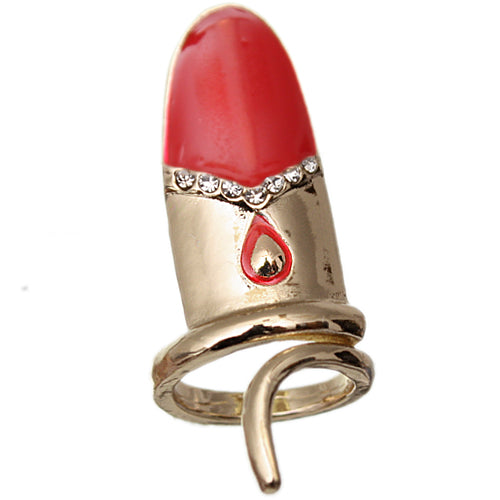 Red Rhinestone Retro Mini Nail Ring