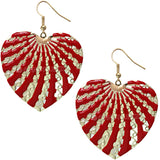 Red Filigree Dangle Heart Earrings