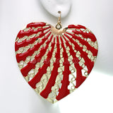 Red Filigree Dangle Heart Earrings