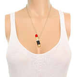 Red Gold Steampunk Bullet Lipstick Chain Necklace